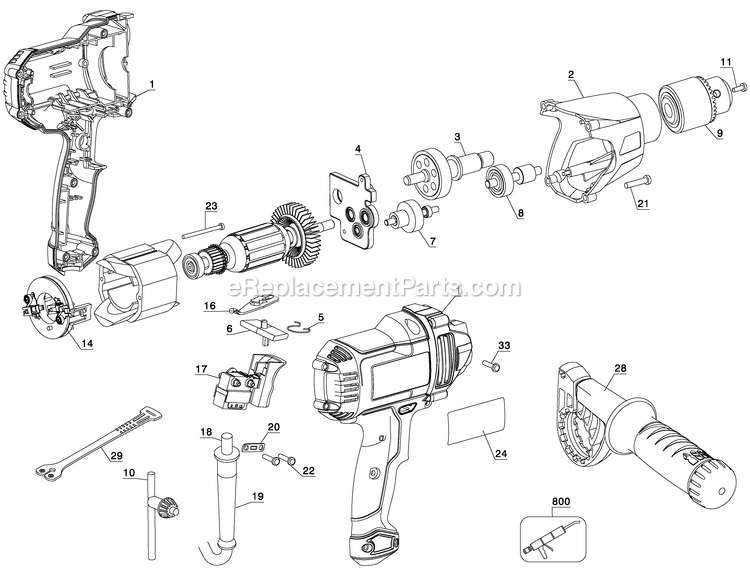 Porter Cable PC700D (Type 2) 1/2 Drill Power Tool Page A Diagram